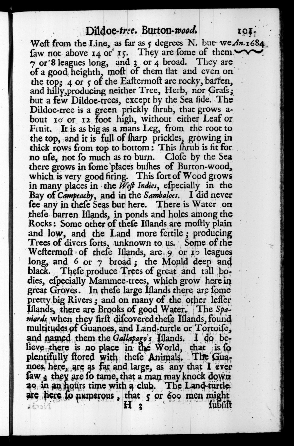 Page 101 screenshot of the book A New Voyage Round the World by William Dampier (1697 Edition).