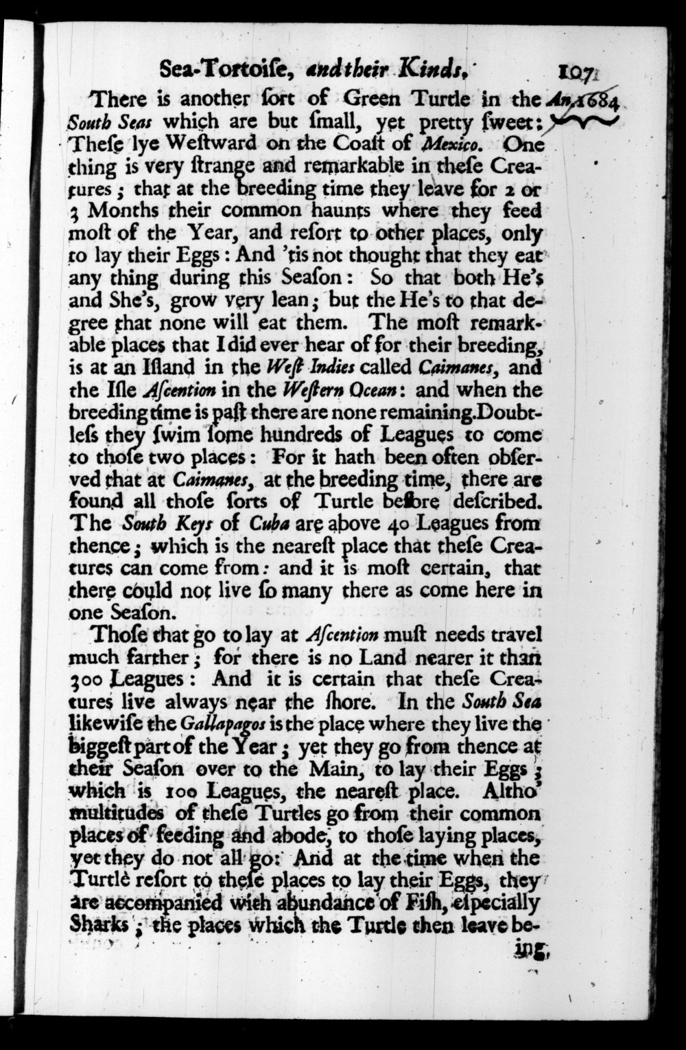 Page 107 screenshot of the book A New Voyage Round the World by William Dampier (1697 Edition).
