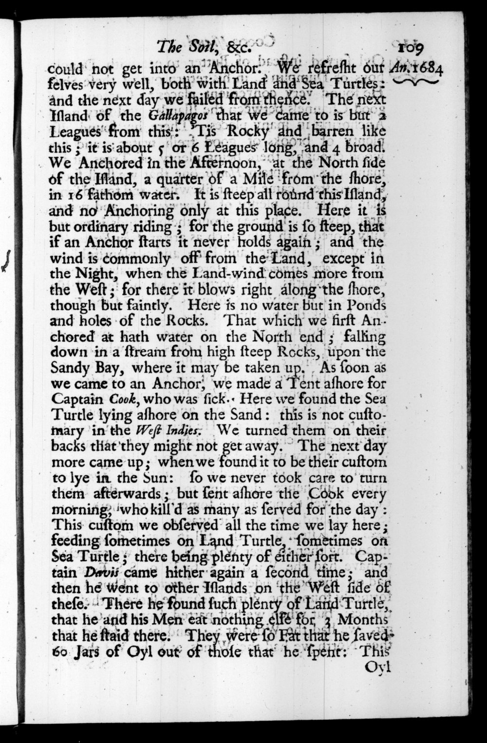Page 109 screenshot of the book A New Voyage Round the World by William Dampier (1697 Edition).