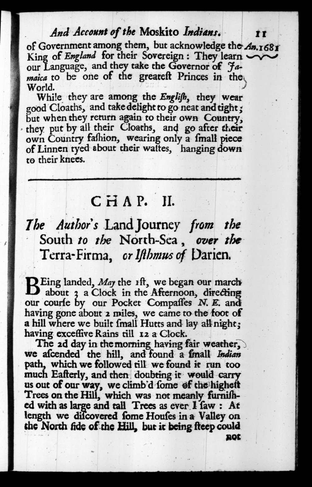 Page 11 screenshot of the book A New Voyage Round the World by William Dampier (1697 Edition).