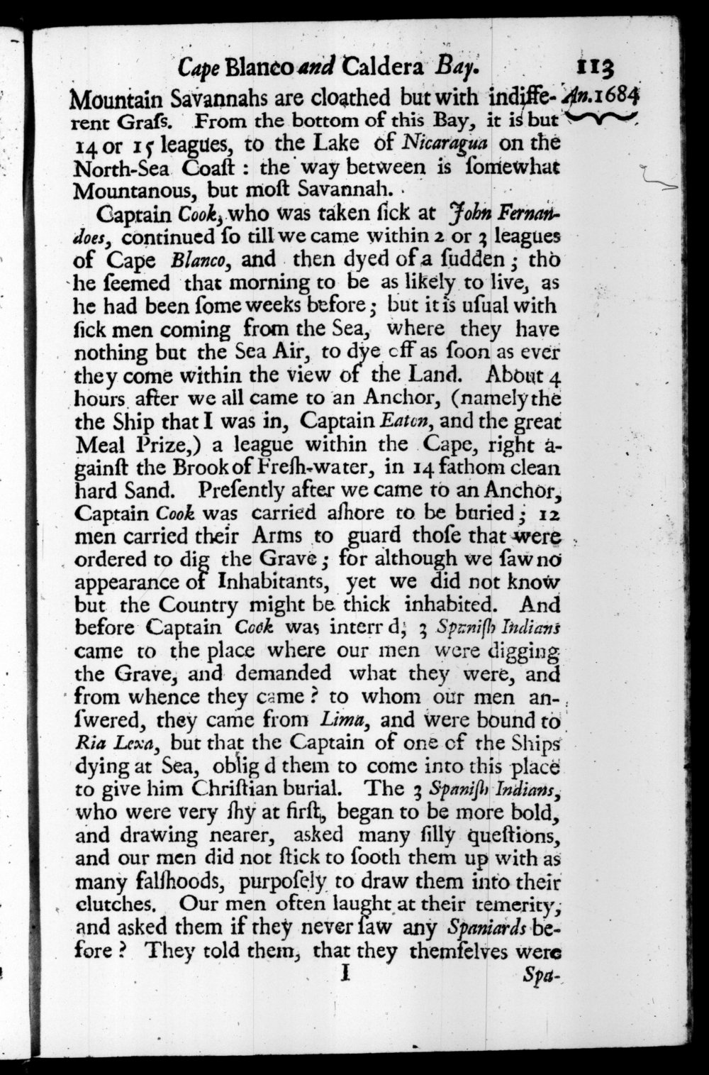 Page 113 screenshot of the book A New Voyage Round the World by William Dampier (1697 Edition).