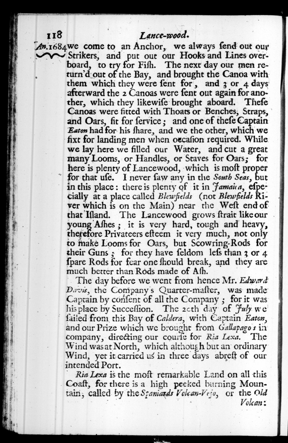 Page 118 screenshot of the book A New Voyage Round the World by William Dampier (1697 Edition).