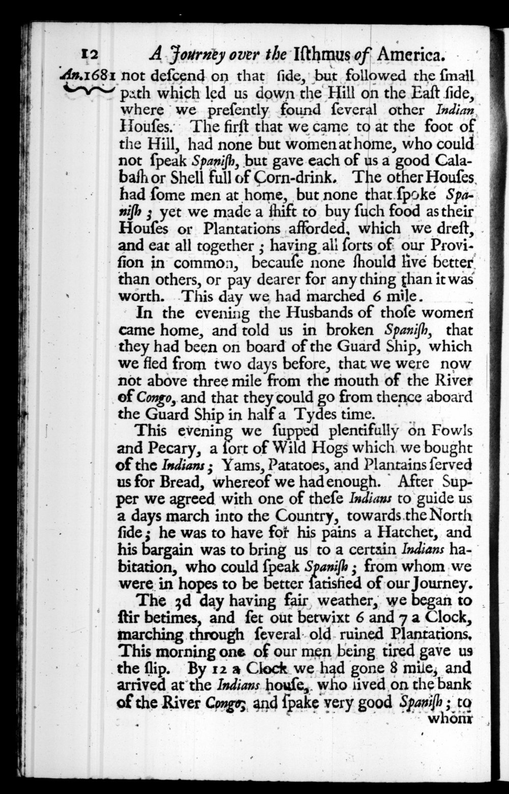 Page 12 screenshot of the book A New Voyage Round the World by William Dampier (1697 Edition).