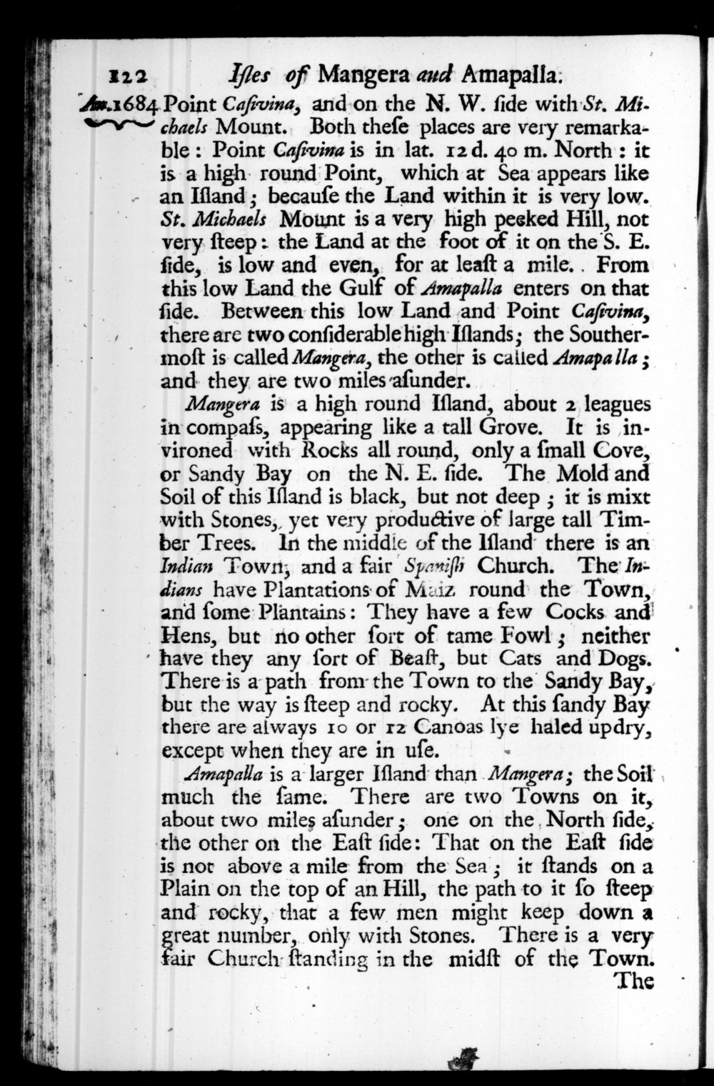 Page 122 screenshot of the book A New Voyage Round the World by William Dampier (1697 Edition).