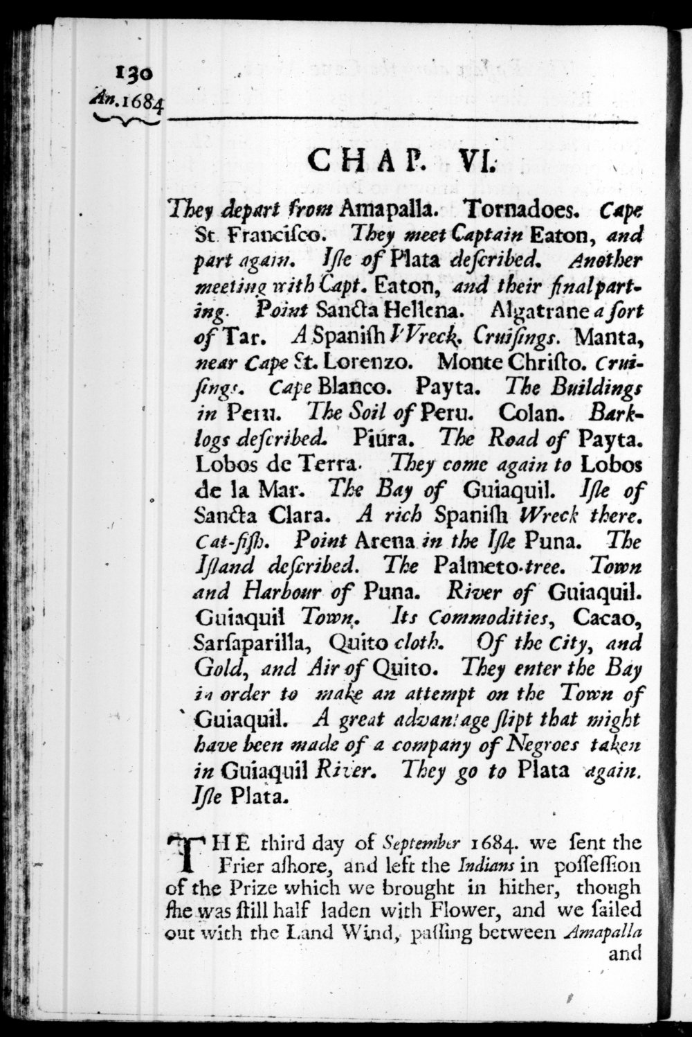 Page 130 screenshot of the book A New Voyage Round the World by William Dampier (1697 Edition).