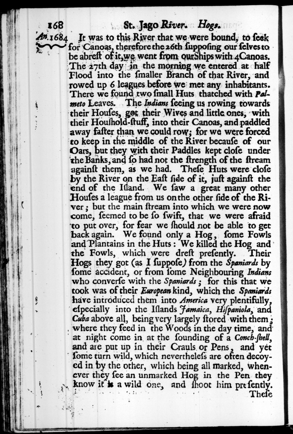 Page 168 screenshot of the book A New Voyage Round the World by William Dampier (1697 Edition).