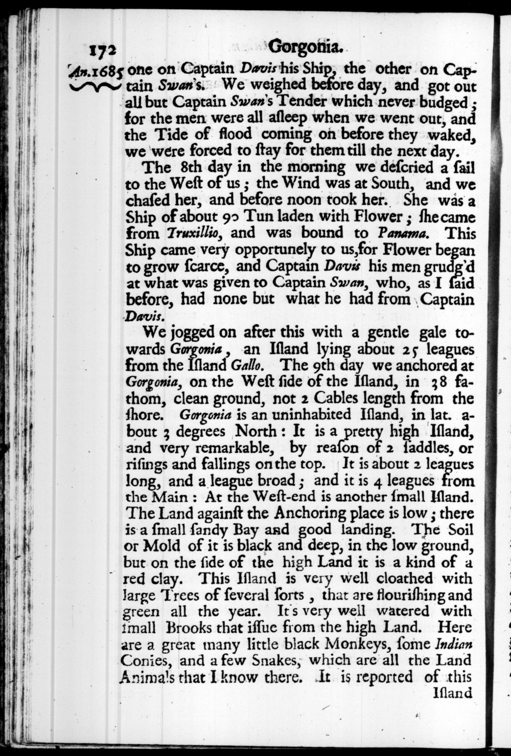 Page 172 screenshot of the book A New Voyage Round the World by William Dampier (1697 Edition).