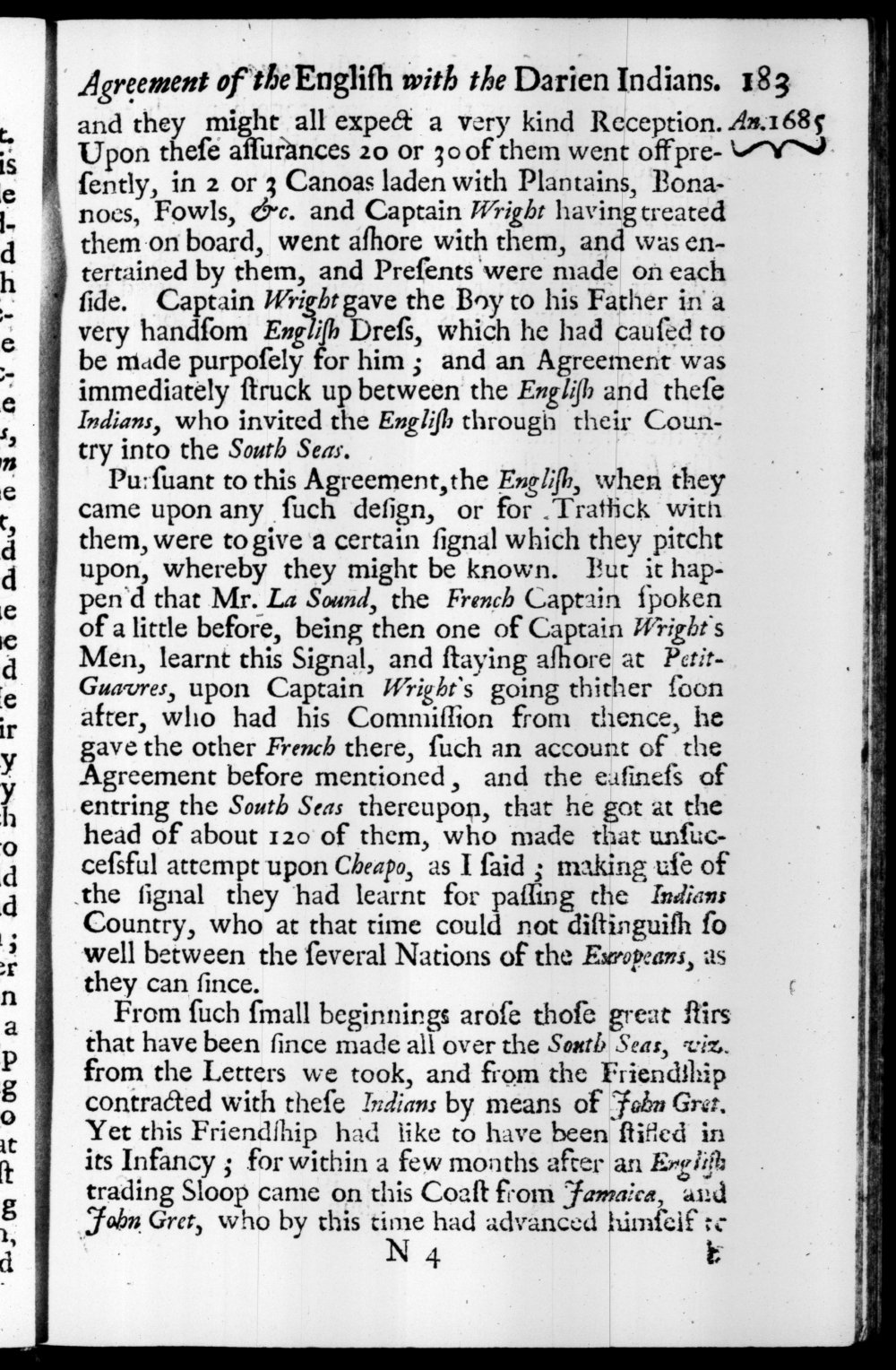 Page 183 screenshot of the book A New Voyage Round the World by William Dampier (1697 Edition).