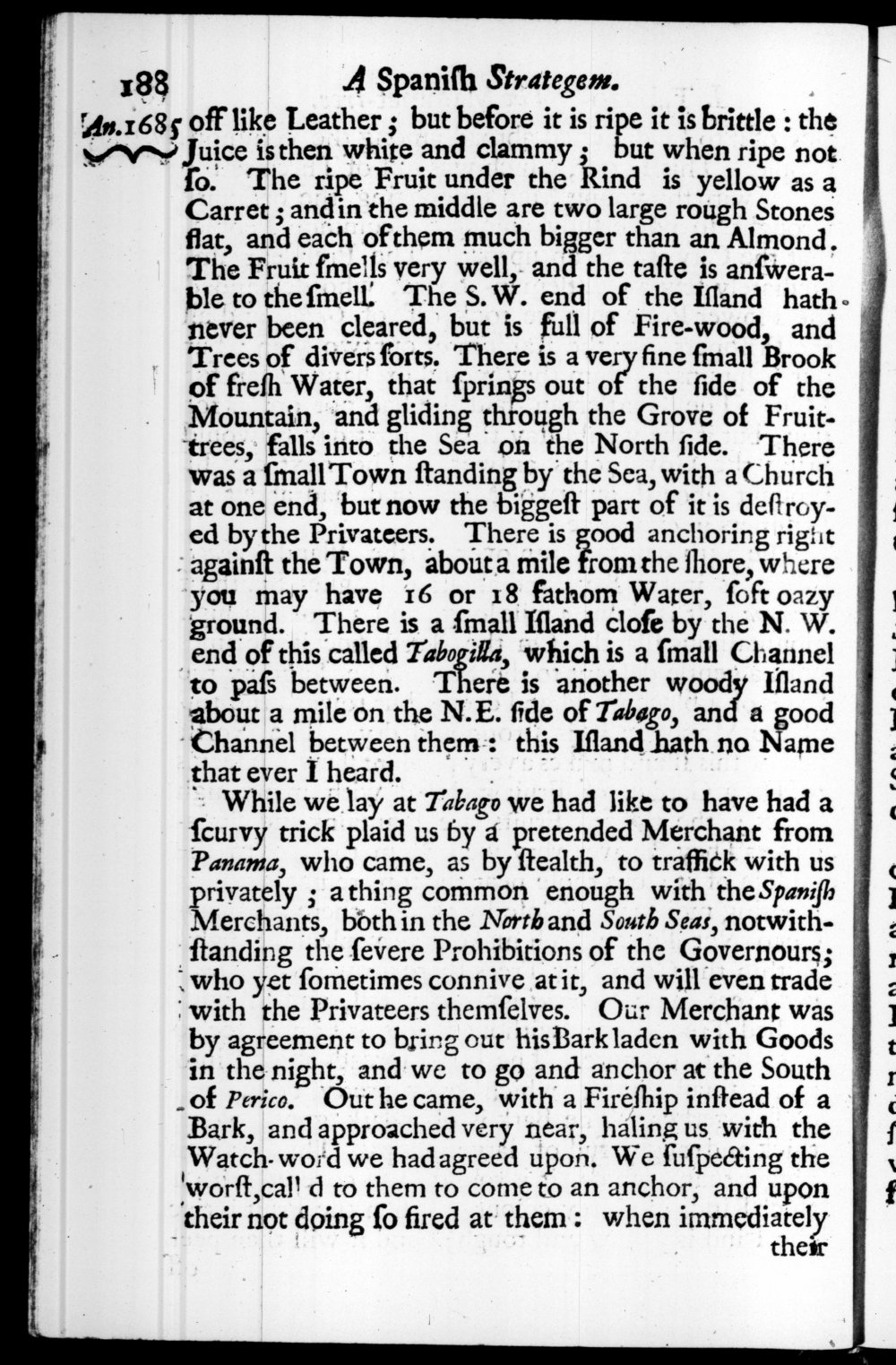 Page 188 screenshot of the book A New Voyage Round the World by William Dampier (1697 Edition).