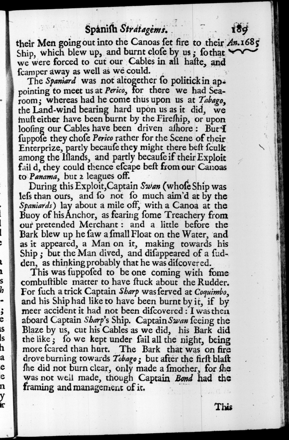 Page 189 screenshot of the book A New Voyage Round the World by William Dampier (1697 Edition).