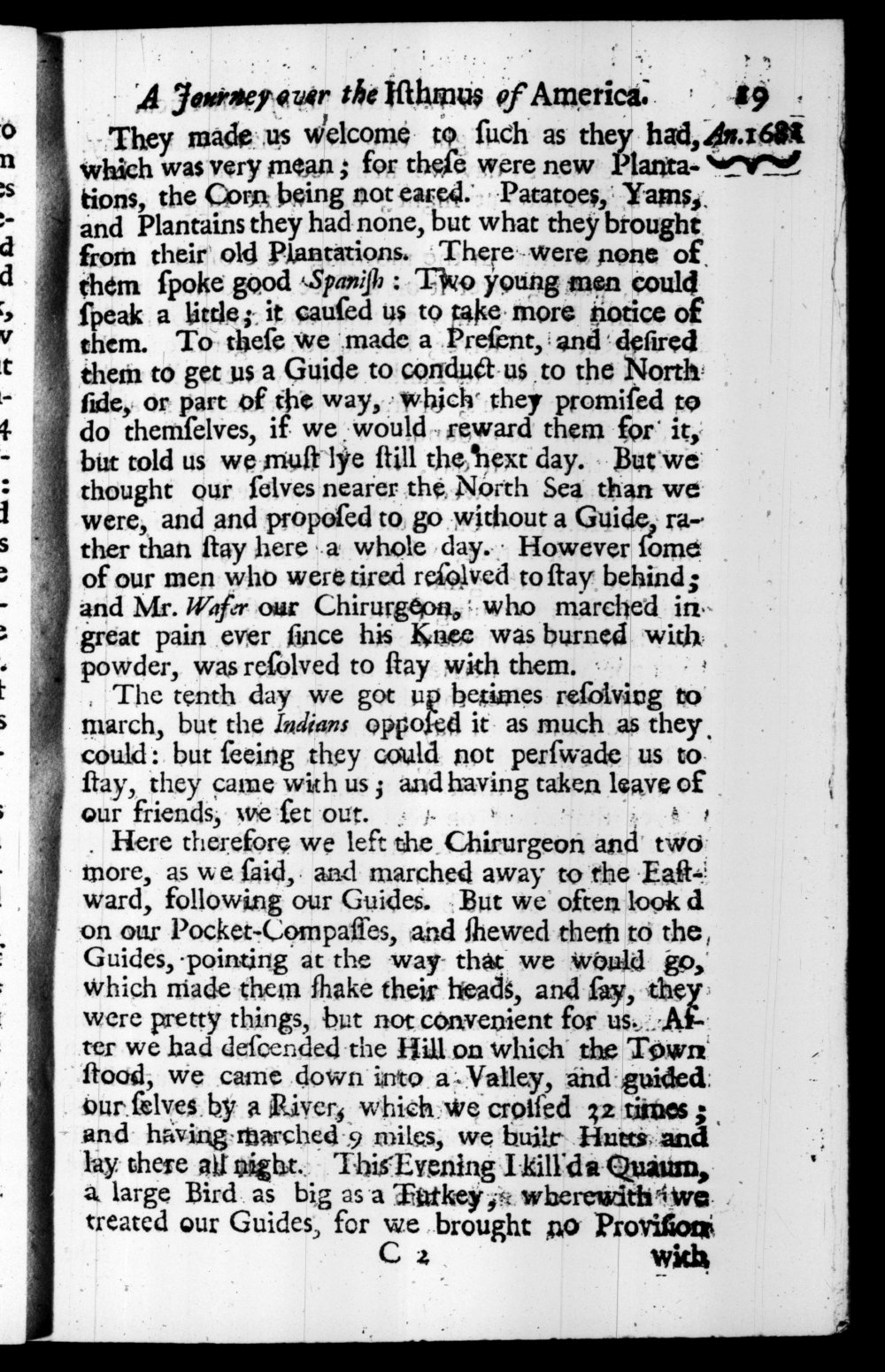 Page 19 screenshot of the book A New Voyage Round the World by William Dampier (1697 Edition).