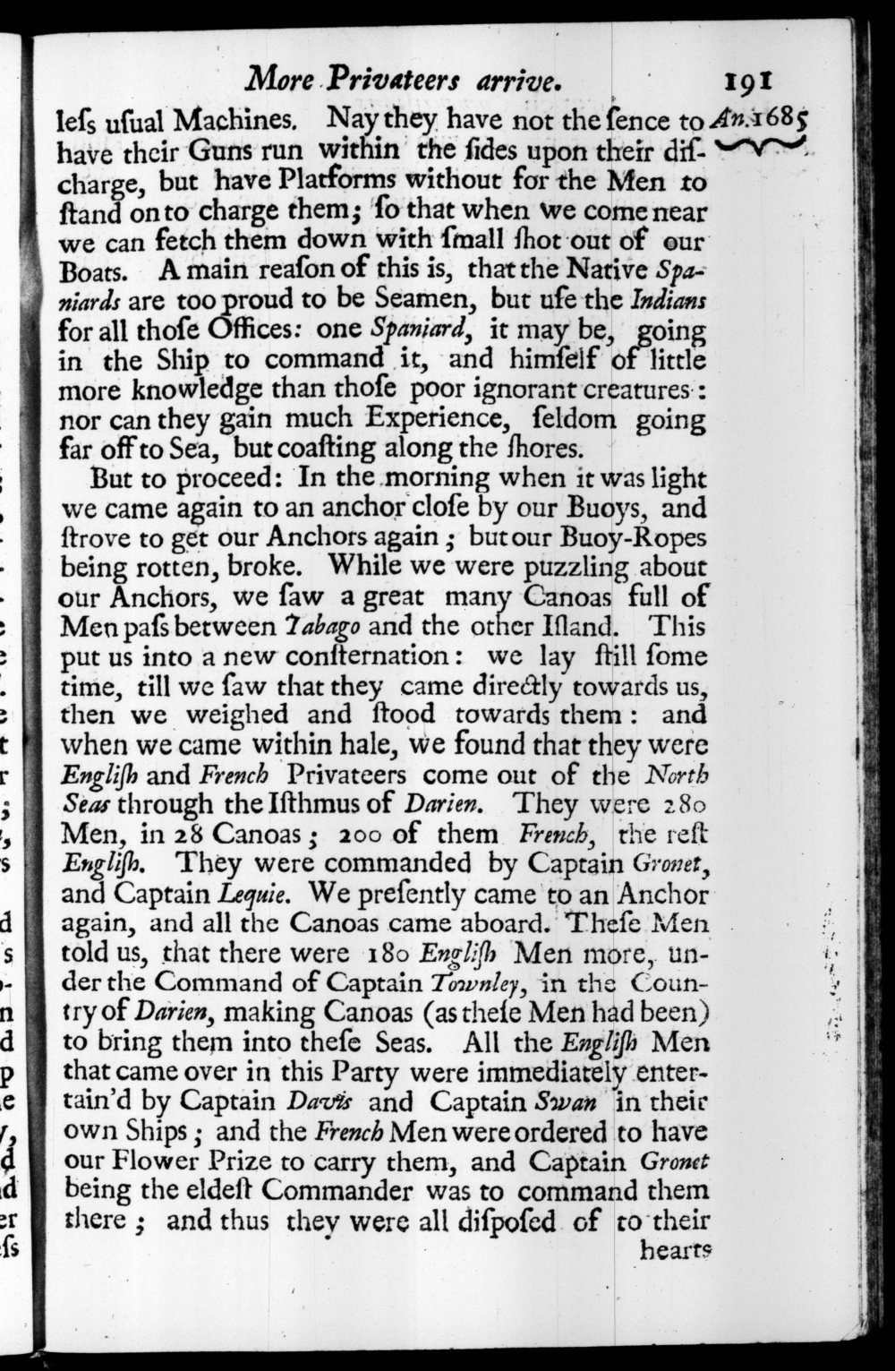 Page 191 screenshot of the book A New Voyage Round the World by William Dampier (1697 Edition).