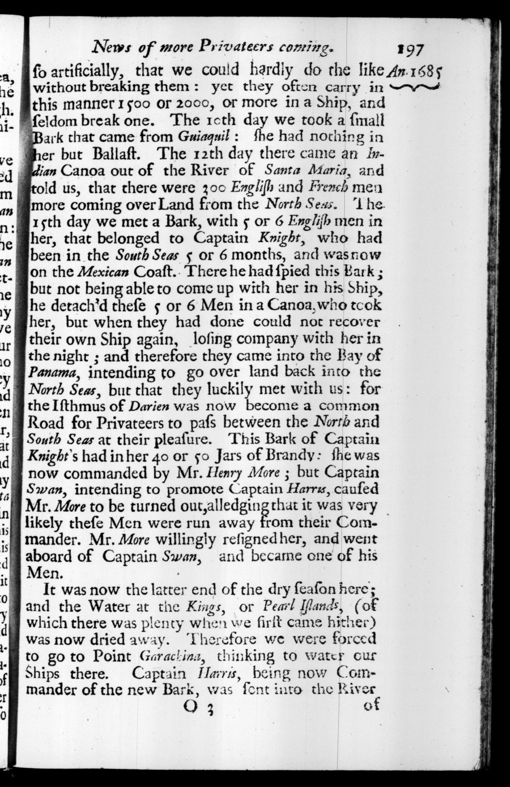 Page 197 screenshot of the book A New Voyage Round the World by William Dampier (1697 Edition).