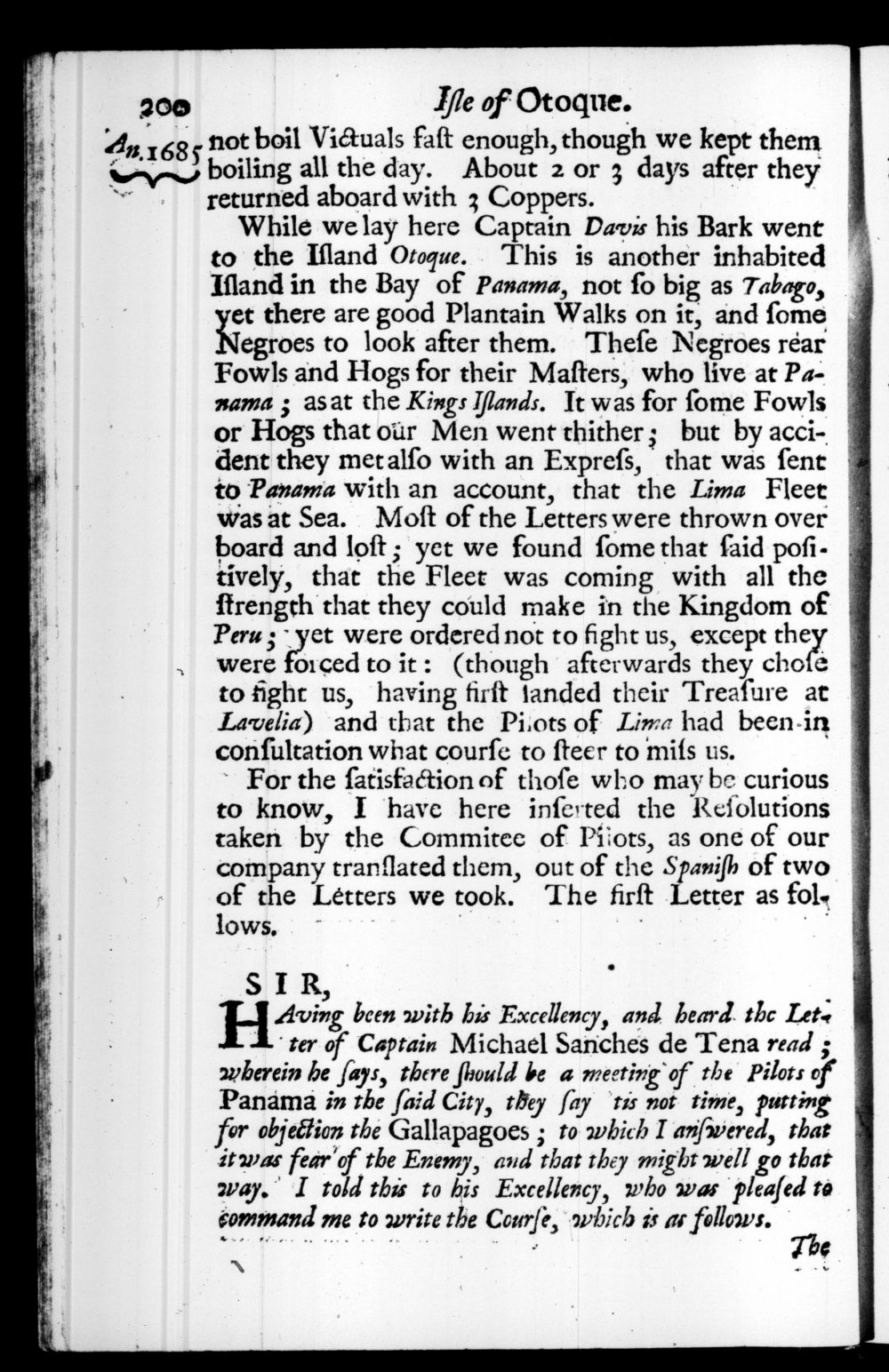 Page 200 screenshot of the book A New Voyage Round the World by William Dampier (1697 Edition).