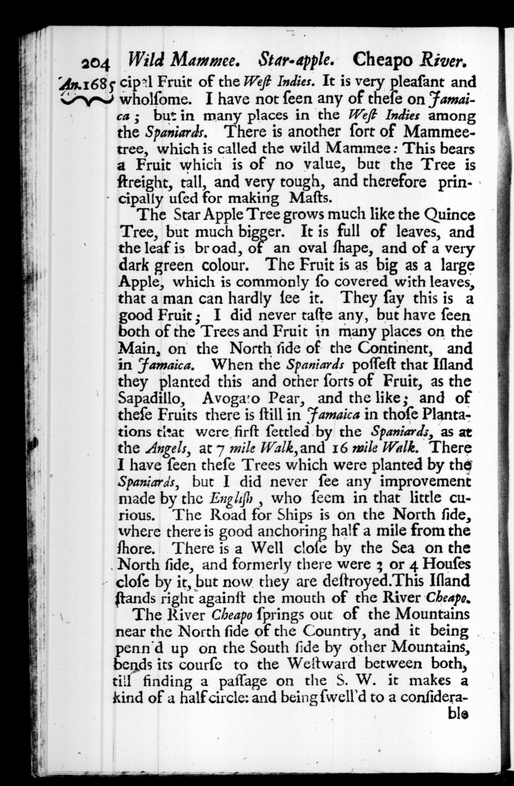 Page 204 screenshot of the book A New Voyage Round the World by William Dampier (1697 Edition).