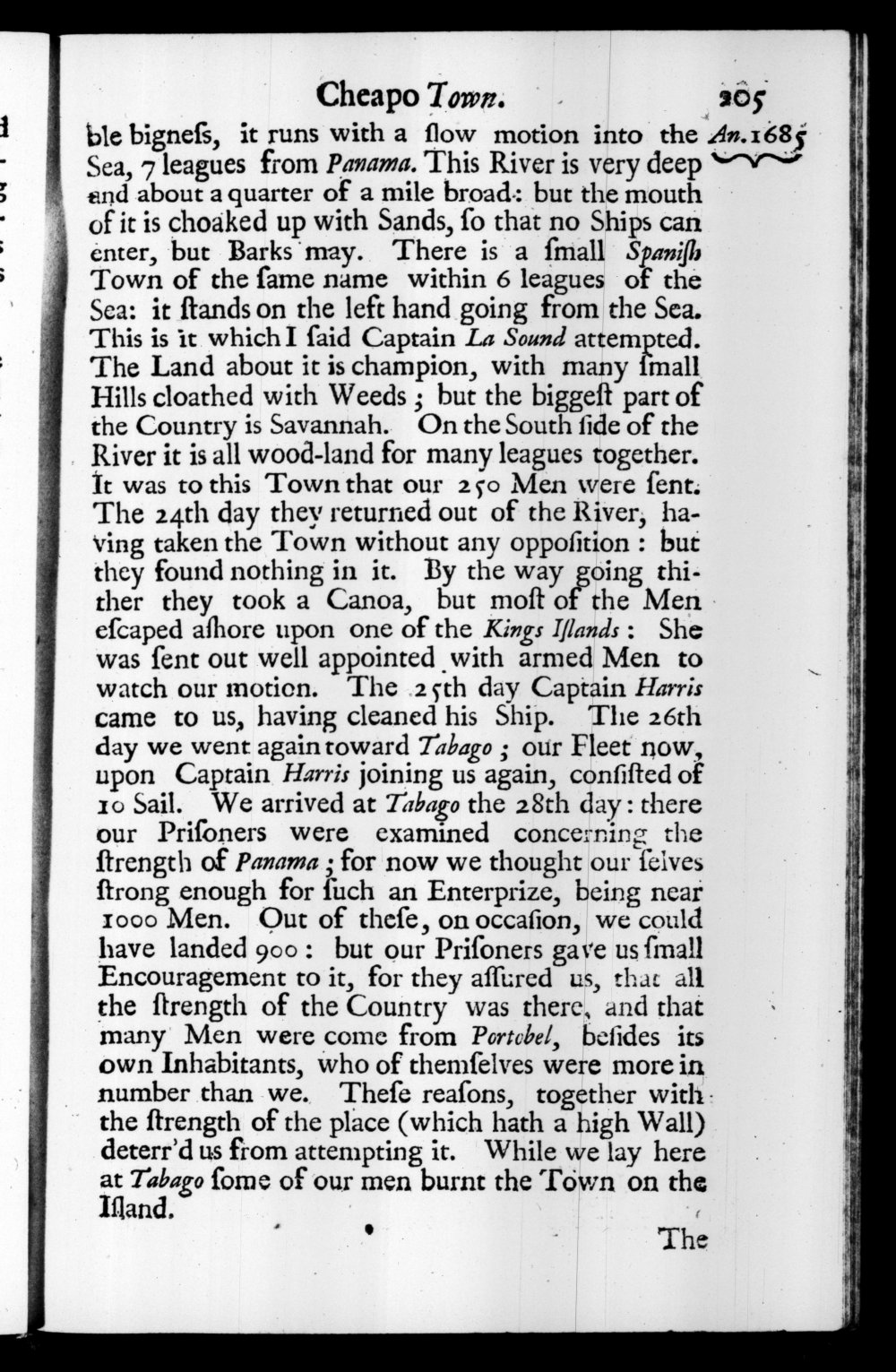 Page 205 screenshot of the book A New Voyage Round the World by William Dampier (1697 Edition).
