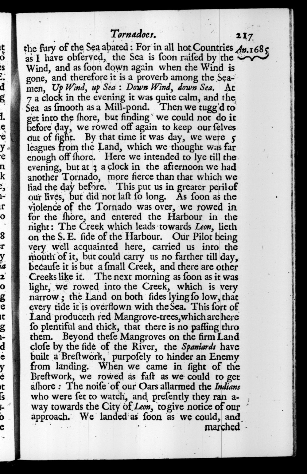 Page 217 screenshot of the book A New Voyage Round the World by William Dampier (1697 Edition).