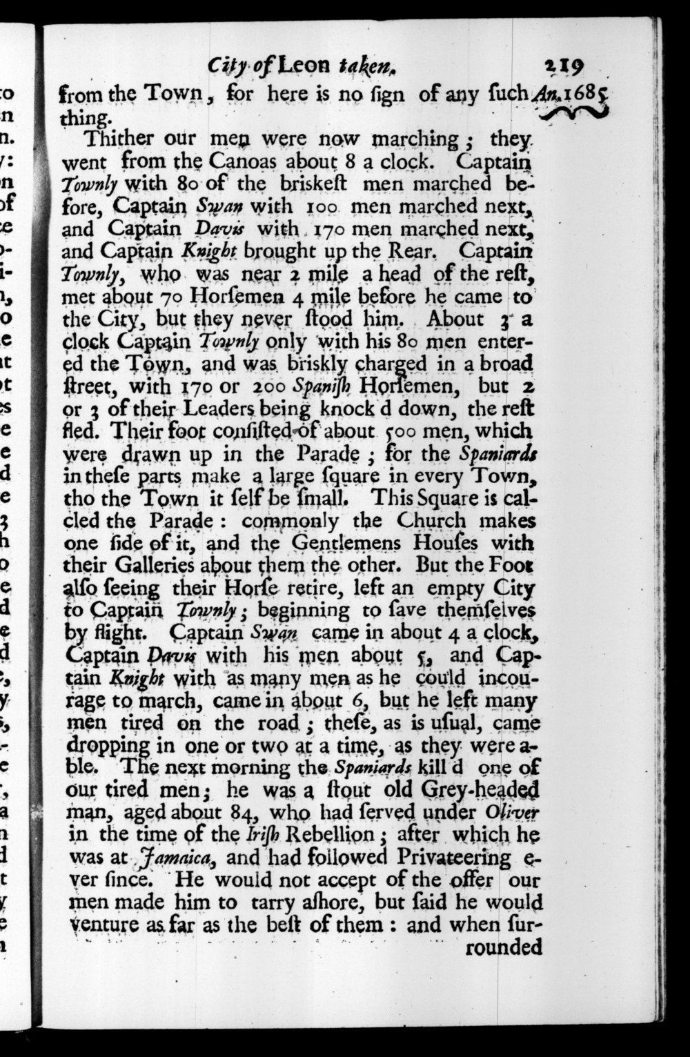 Page 219 screenshot of the book A New Voyage Round the World by William Dampier (1697 Edition).