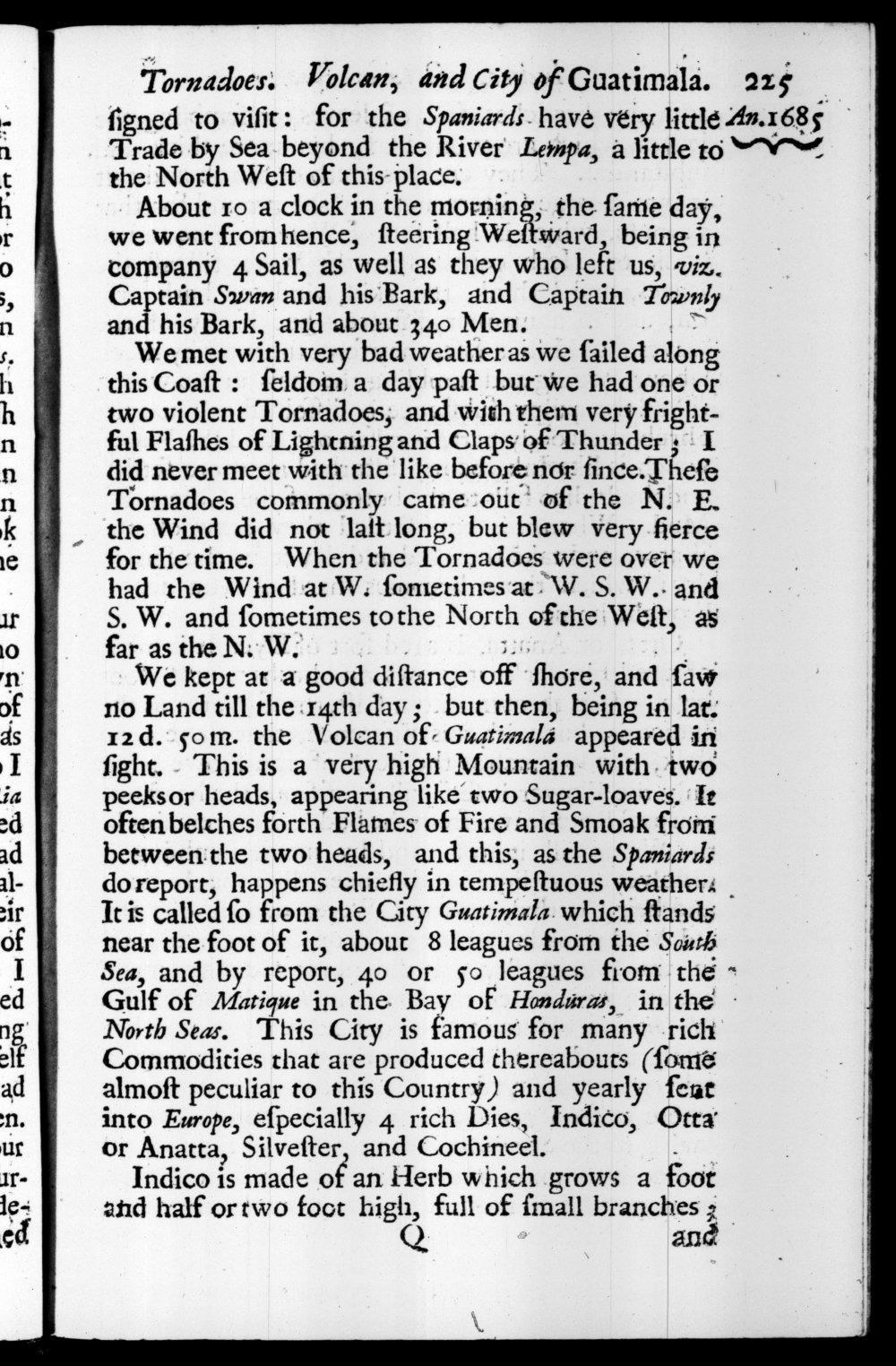 Page 225 screenshot of the book A New Voyage Round the World by William Dampier (1697 Edition).