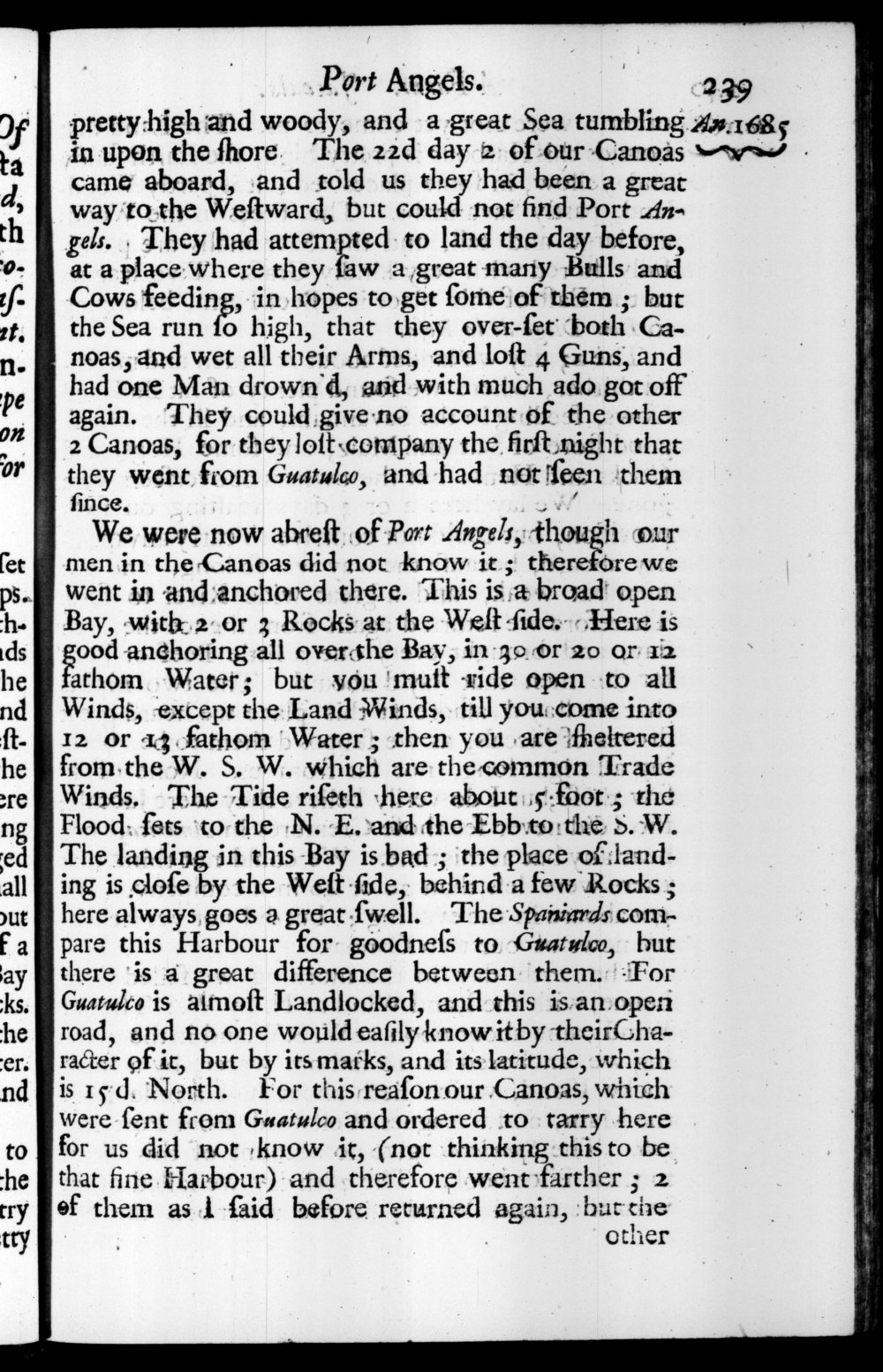 Page 239 screenshot of the book A New Voyage Round the World by William Dampier (1697 Edition).