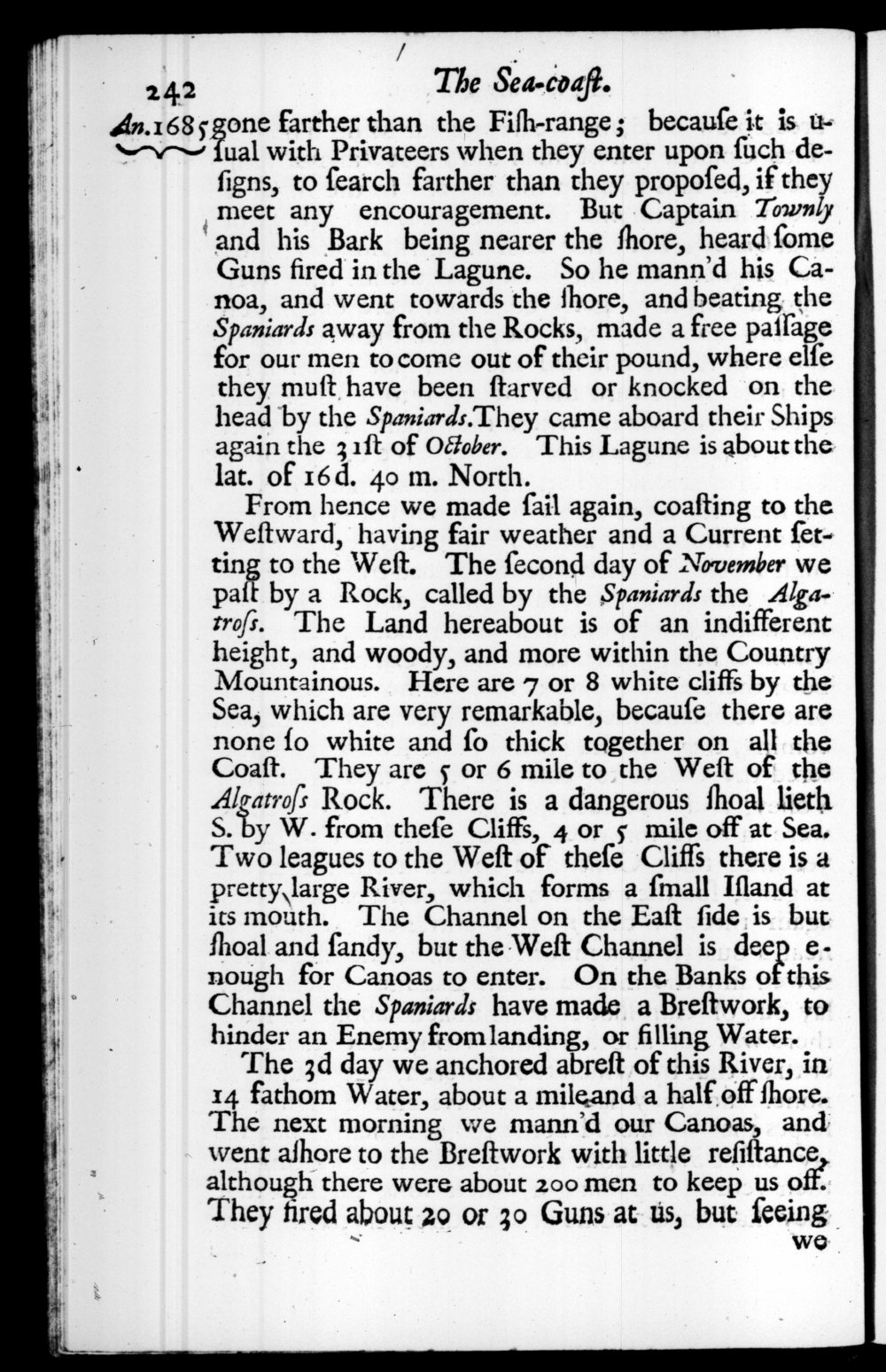 Page 242 screenshot of the book A New Voyage Round the World by William Dampier (1697 Edition).