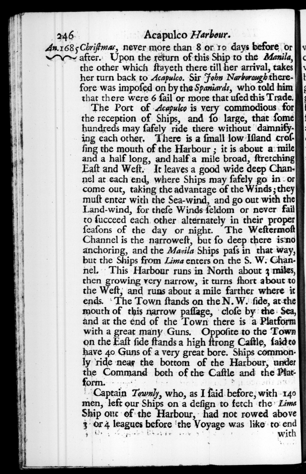 Page 246 screenshot of the book A New Voyage Round the World by William Dampier (1697 Edition).
