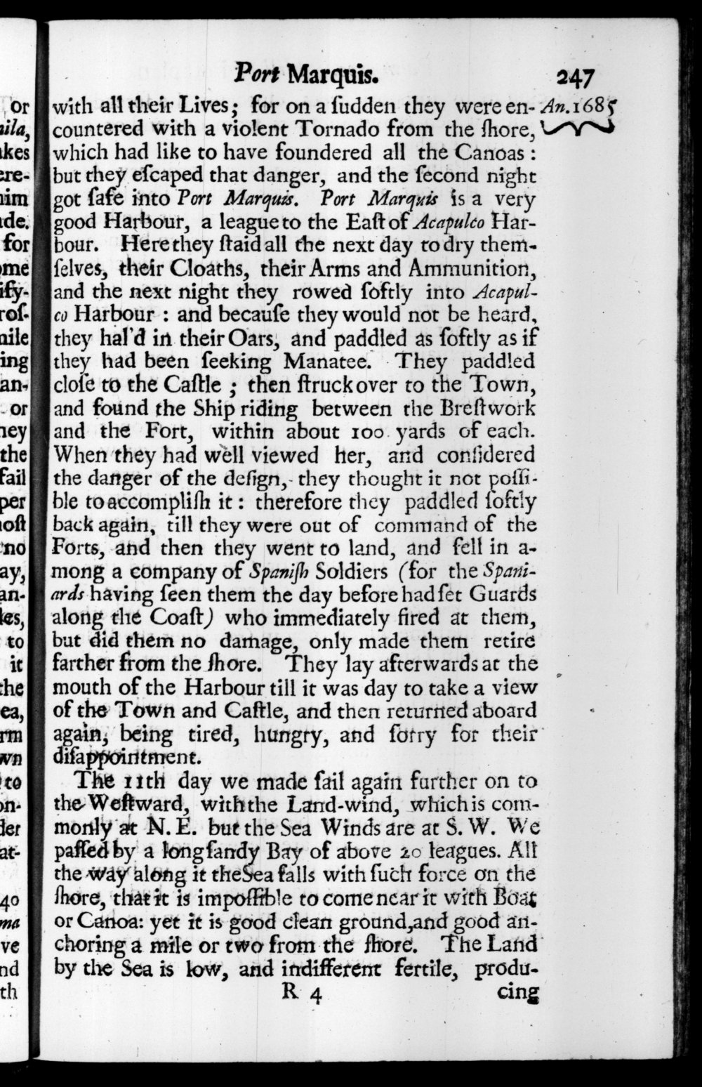 Page 247 screenshot of the book A New Voyage Round the World by William Dampier (1697 Edition).