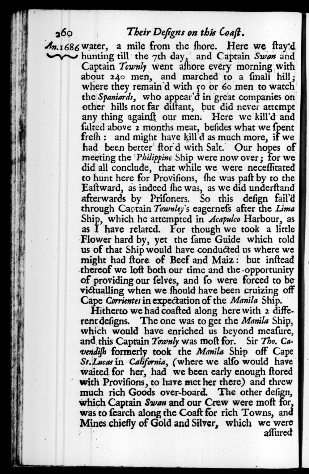 Page 260 screenshot of the book A New Voyage Round the World by William Dampier (1697 Edition).