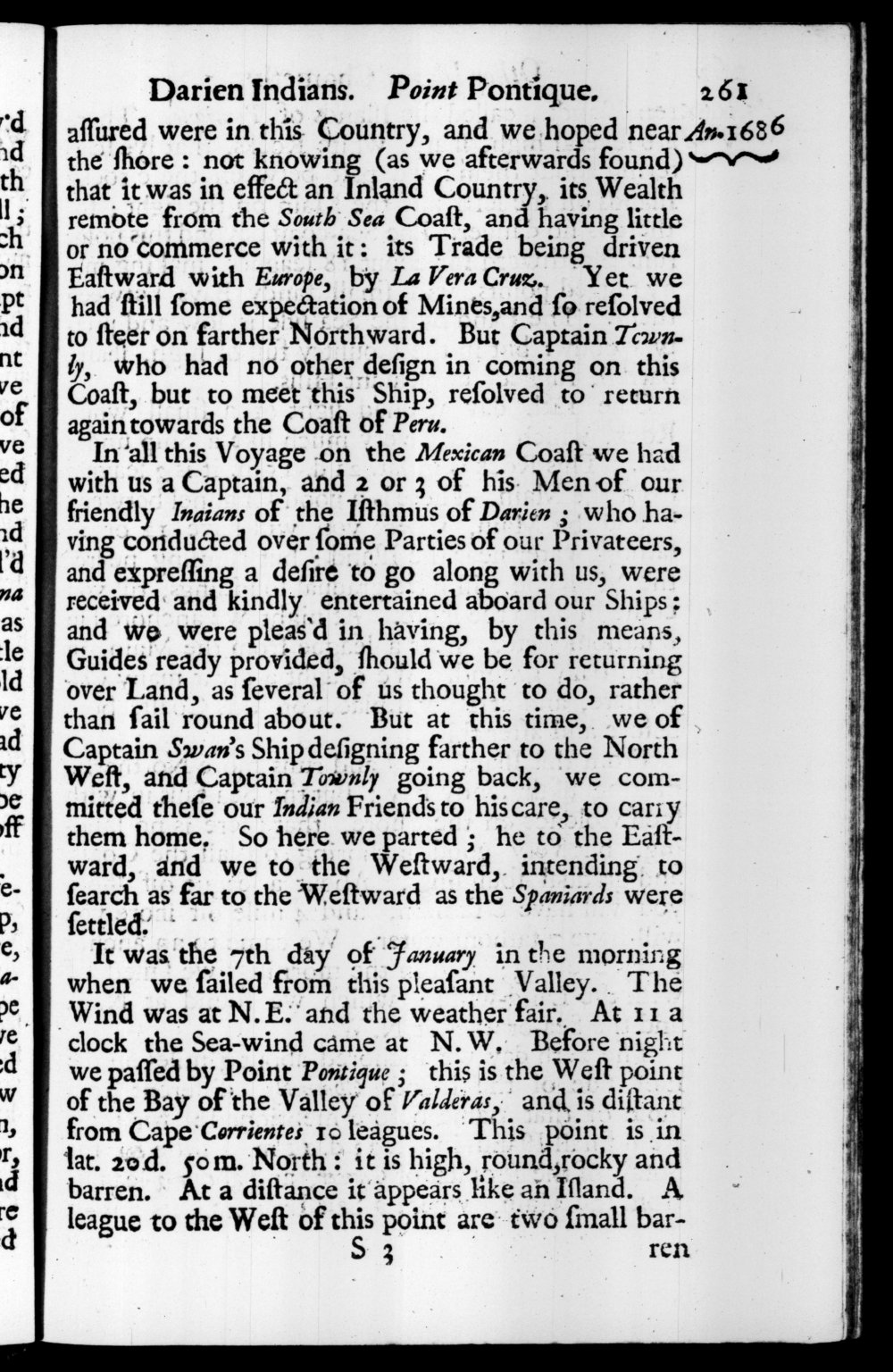Page 261 screenshot of the book A New Voyage Round the World by William Dampier (1697 Edition).