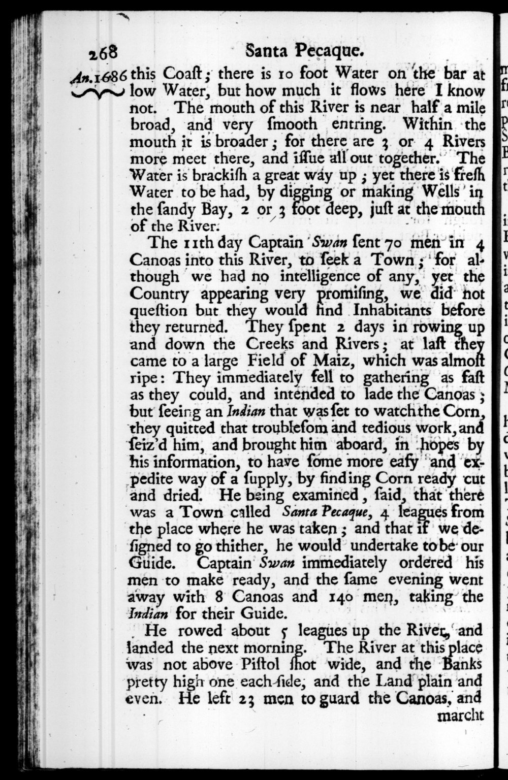 Page 268 screenshot of the book A New Voyage Round the World by William Dampier (1697 Edition).