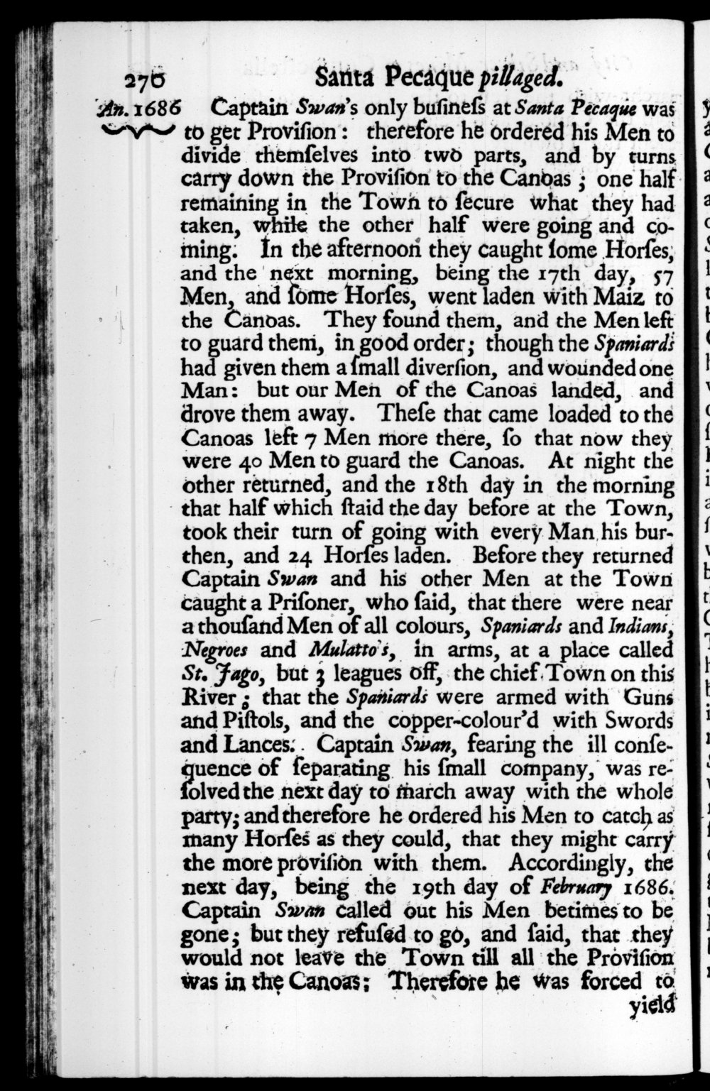 Page 270 screenshot of the book A New Voyage Round the World by William Dampier (1697 Edition).