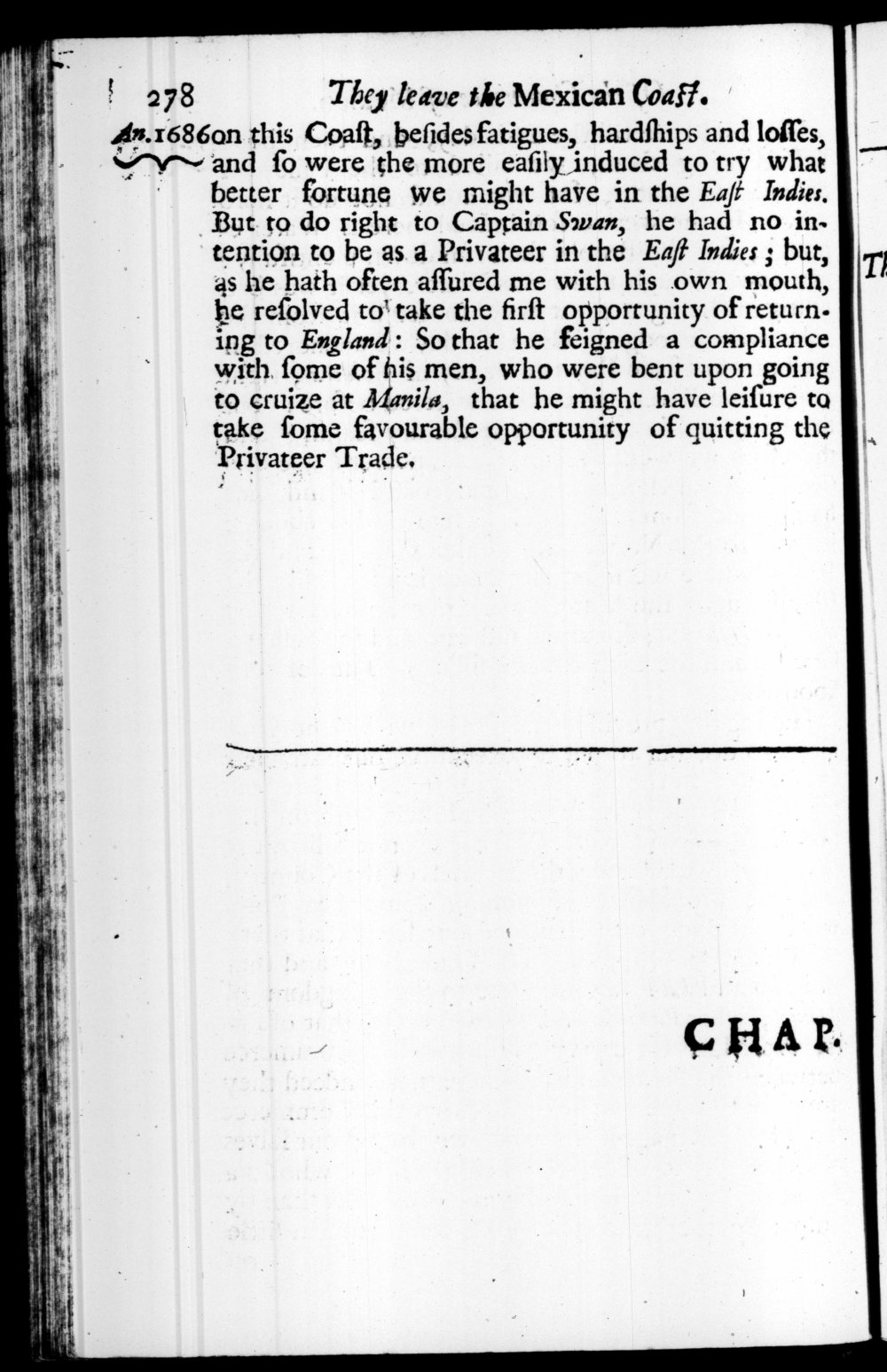 Page 278 screenshot of the book A New Voyage Round the World by William Dampier (1697 Edition).