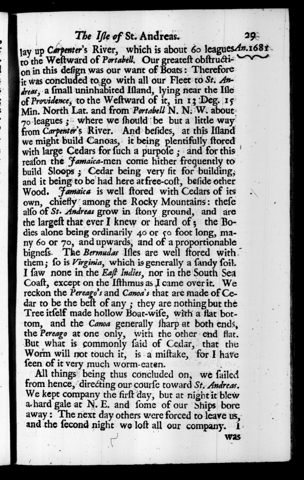 Page 29 screenshot of the book A New Voyage Round the World by William Dampier (1697 Edition).