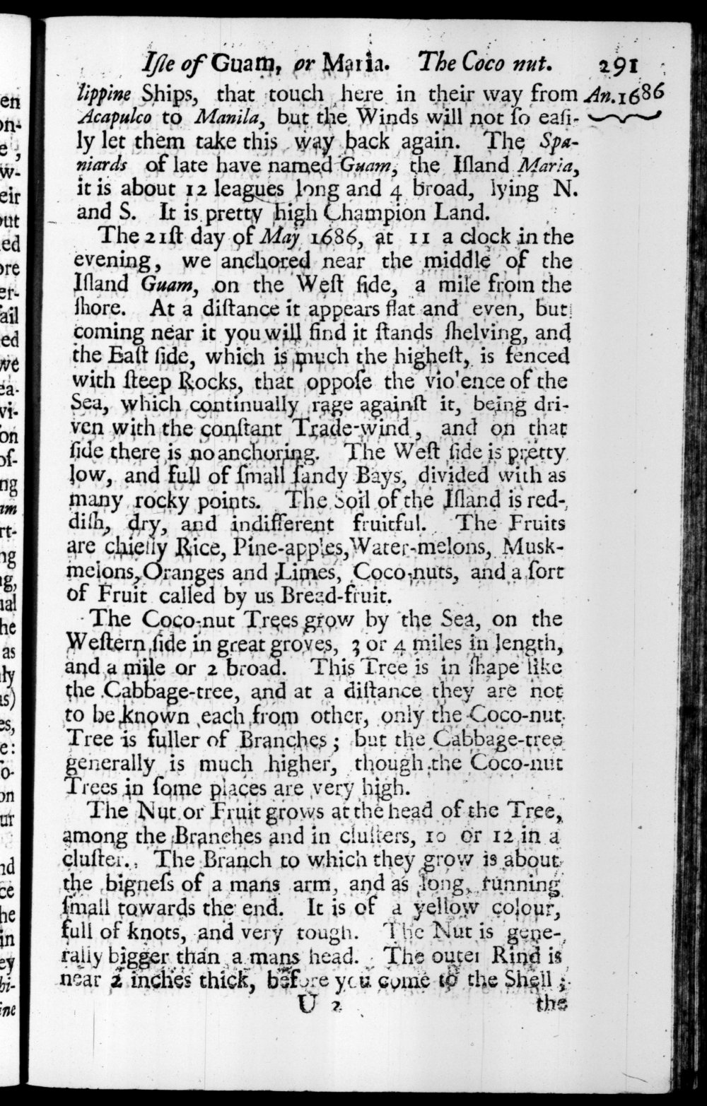 Page 291 screenshot of the book A New Voyage Round the World by William Dampier (1697 Edition).