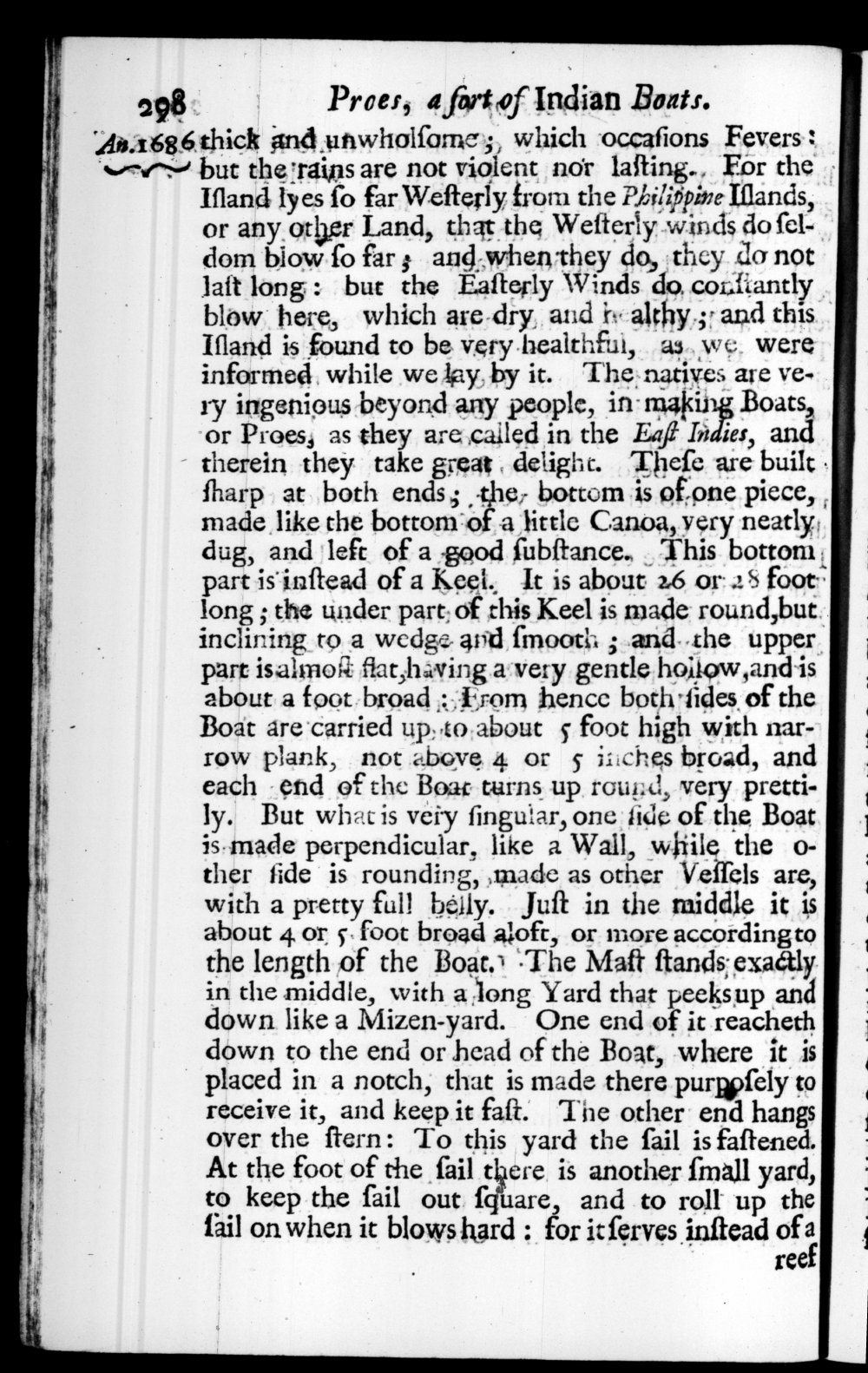 Page 298 screenshot of the book A New Voyage Round the World by William Dampier (1697 Edition).