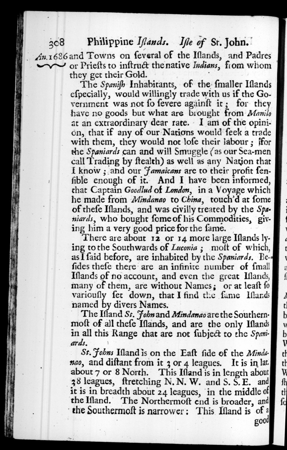 Page 308 screenshot of the book A New Voyage Round the World by William Dampier (1697 Edition).