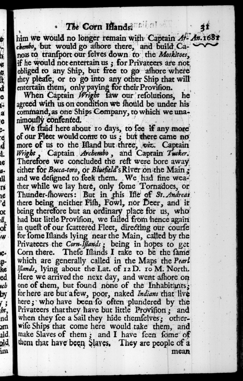 Page 31 screenshot of the book A New Voyage Round the World by William Dampier (1697 Edition).
