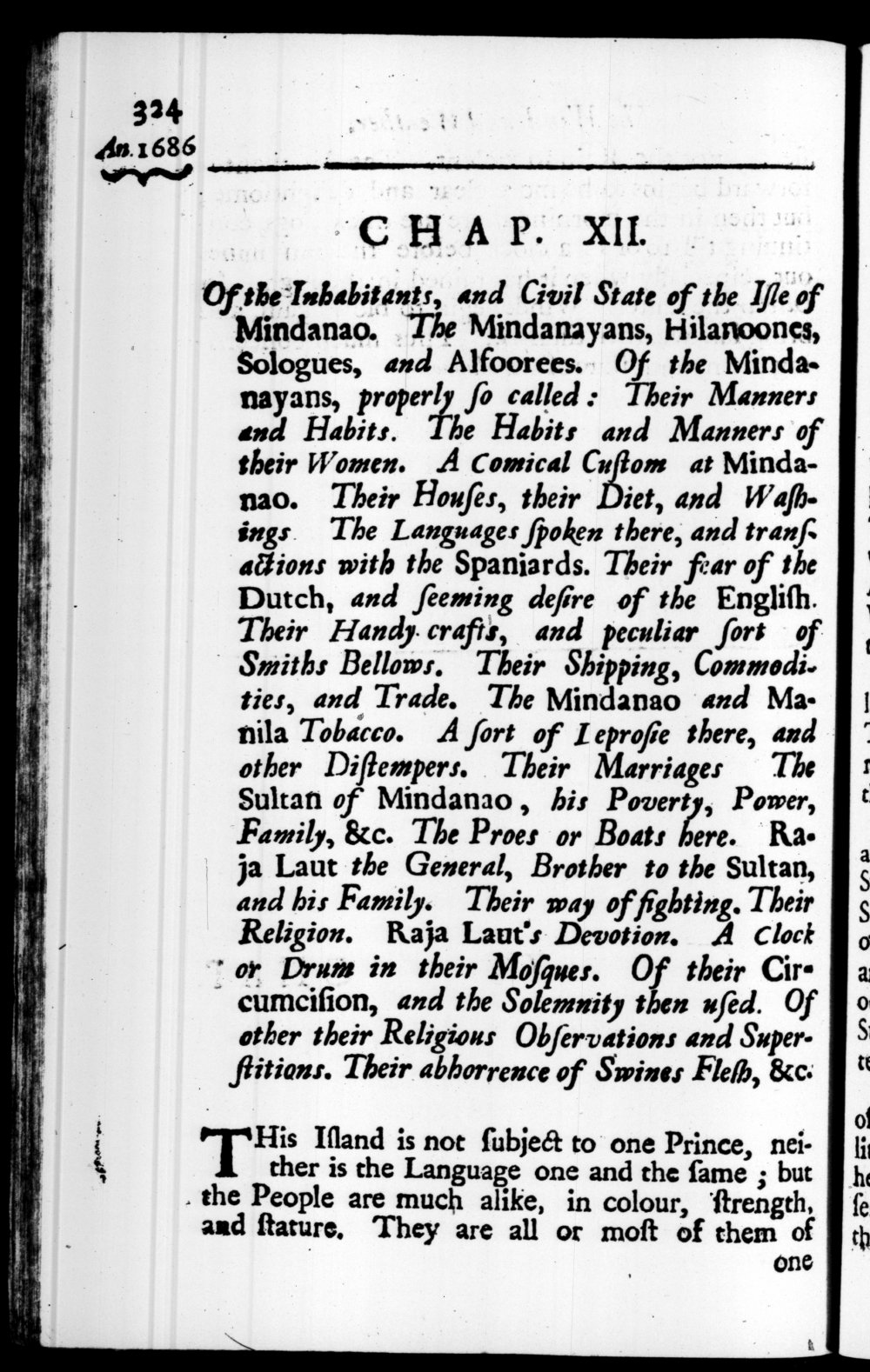 Page 324 screenshot of the book A New Voyage Round the World by William Dampier (1697 Edition).
