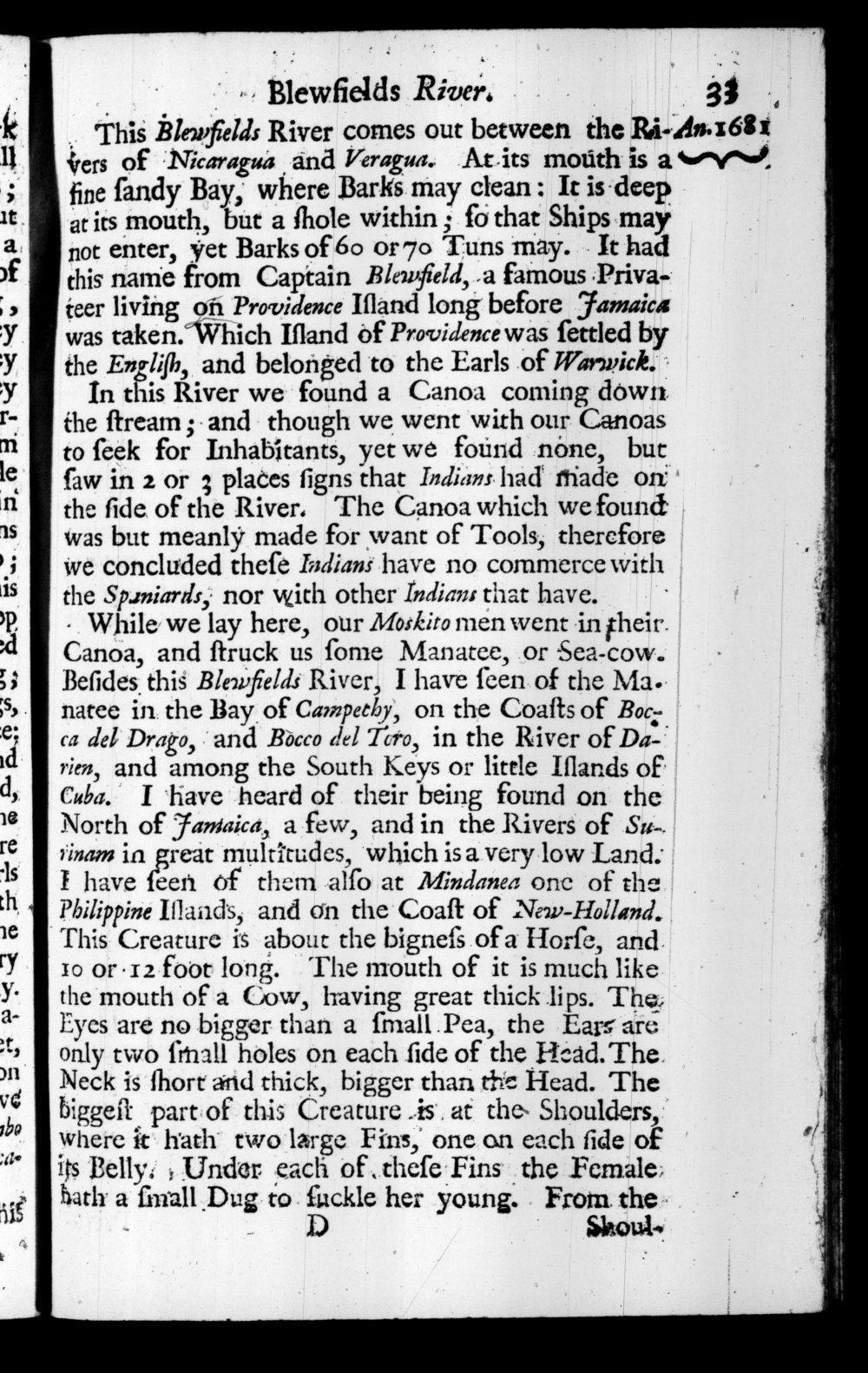 Page 33 screenshot of the book A New Voyage Round the World by William Dampier (1697 Edition).