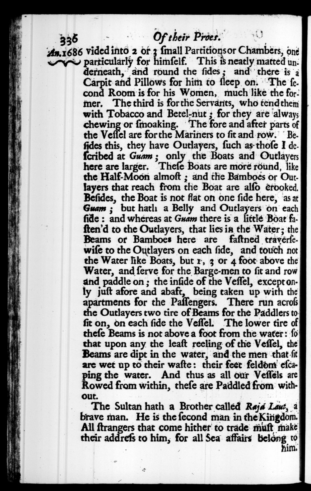 Page 336 screenshot of the book A New Voyage Round the World by William Dampier (1697 Edition).