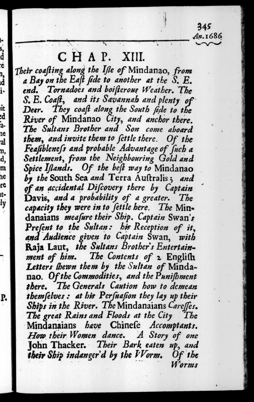 Page 345 screenshot of the book A New Voyage Round the World by William Dampier (1697 Edition).