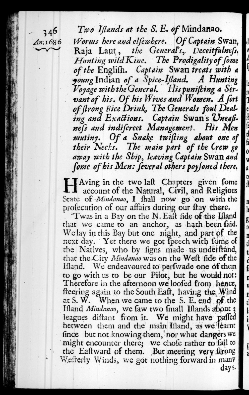 Page 346 screenshot of the book A New Voyage Round the World by William Dampier (1697 Edition).