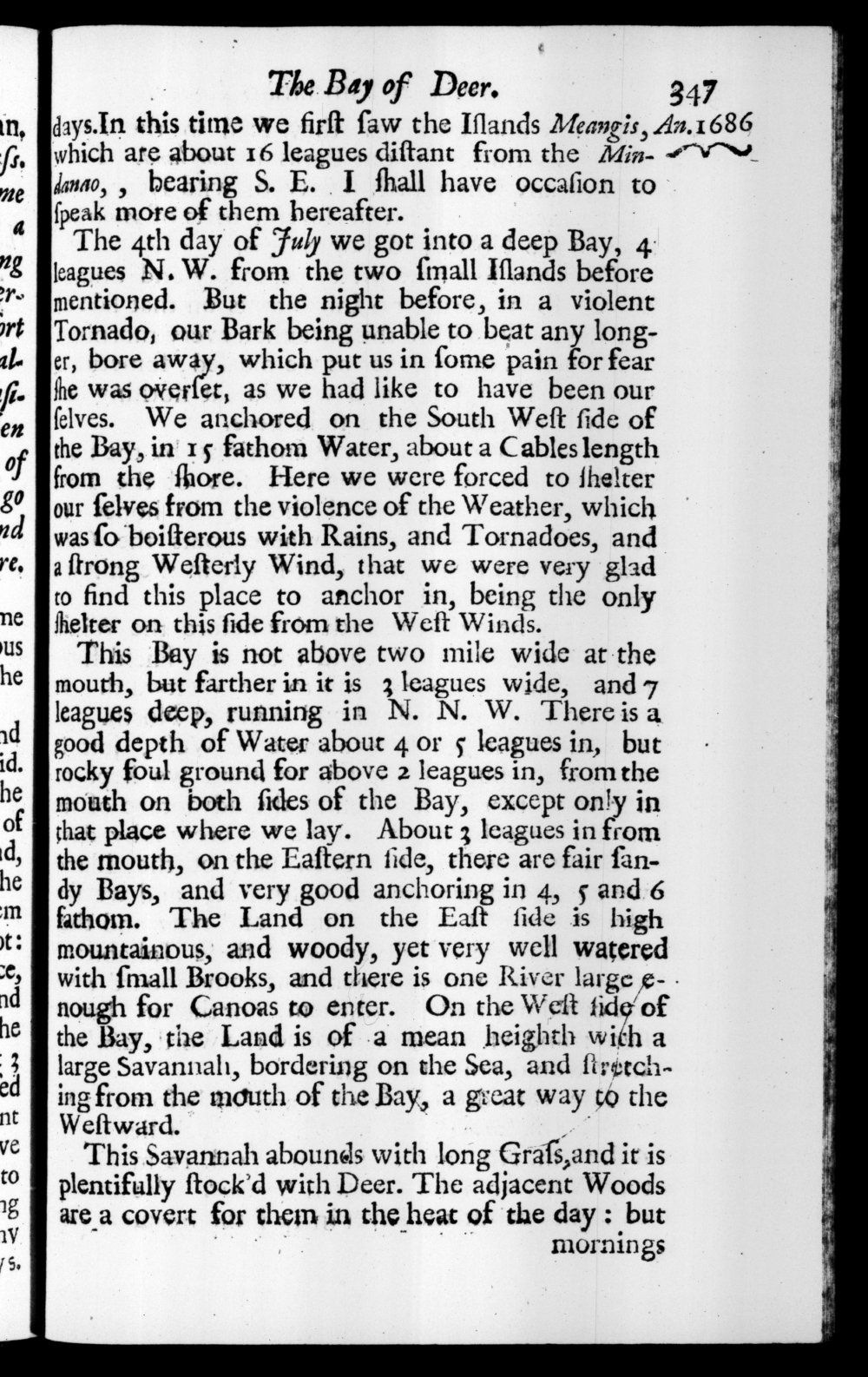 Page 347 screenshot of the book A New Voyage Round the World by William Dampier (1697 Edition).