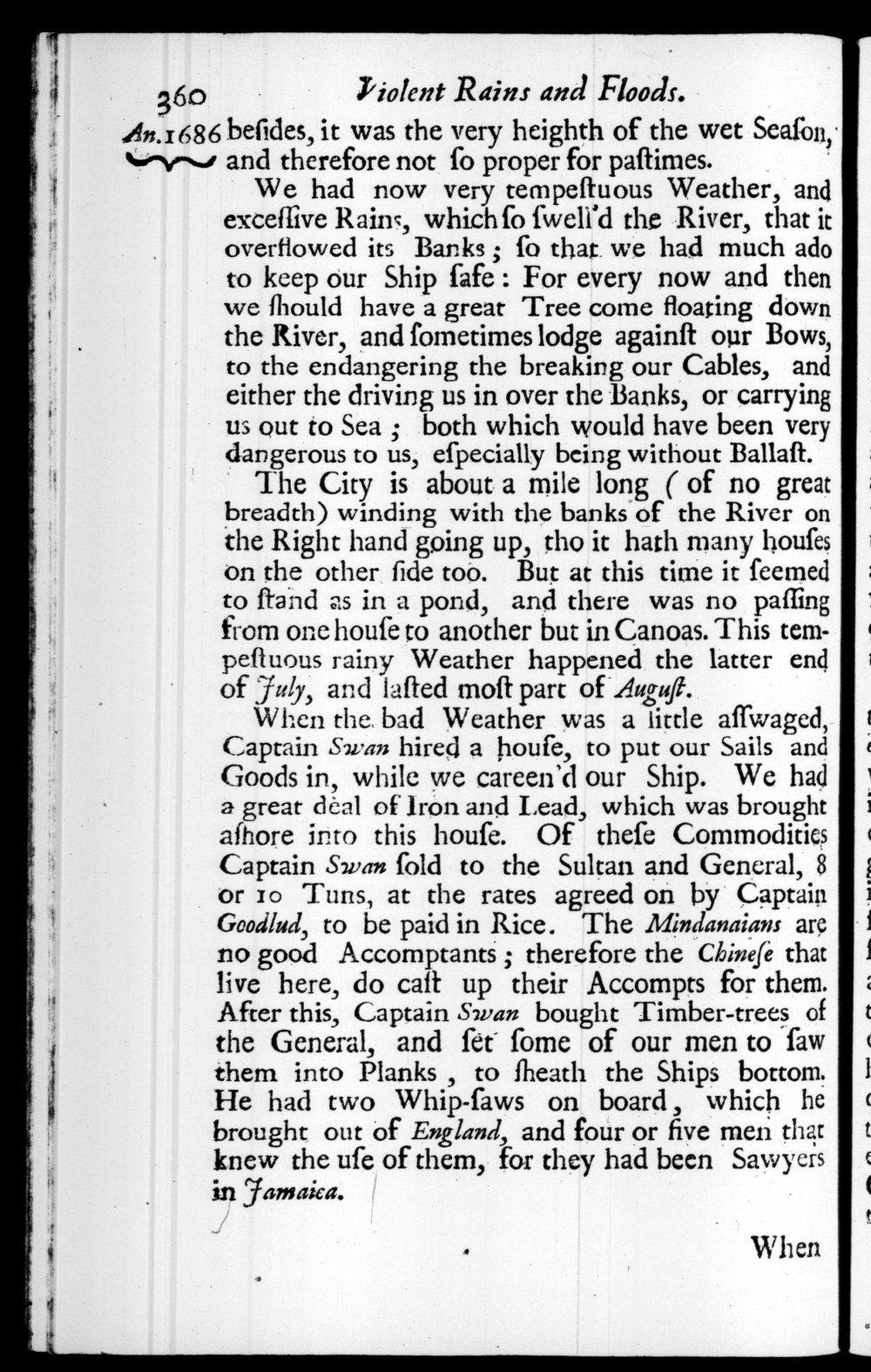 Page 360 screenshot of the book A New Voyage Round the World by William Dampier (1697 Edition).