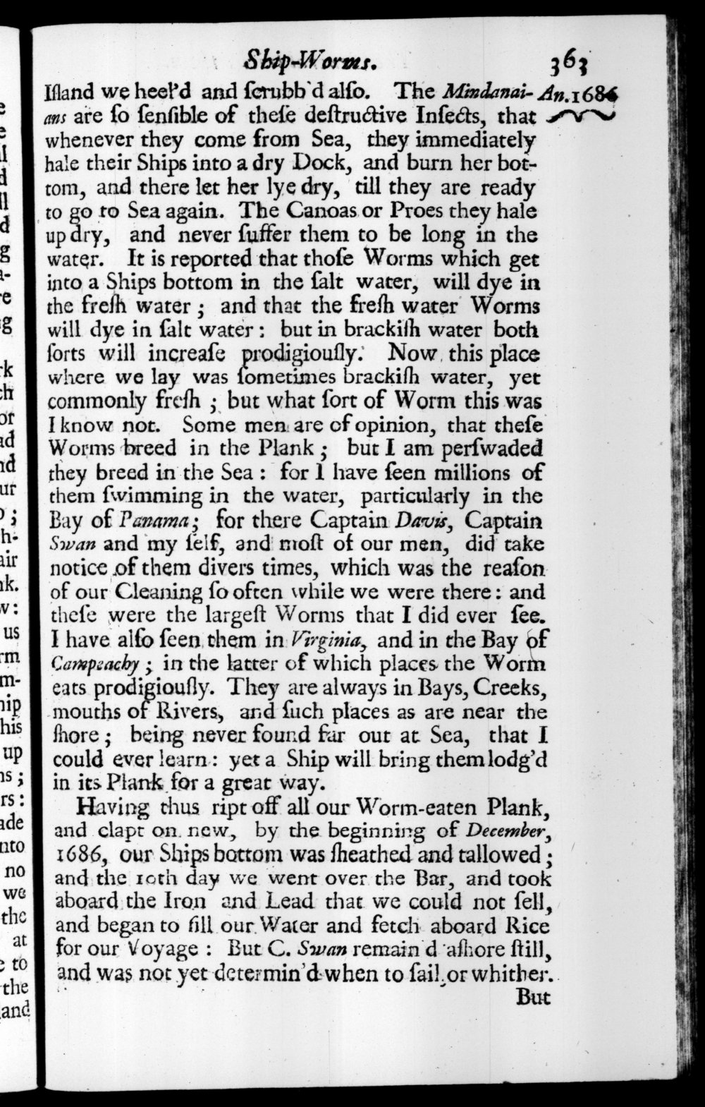 Page 363 screenshot of the book A New Voyage Round the World by William Dampier (1697 Edition).
