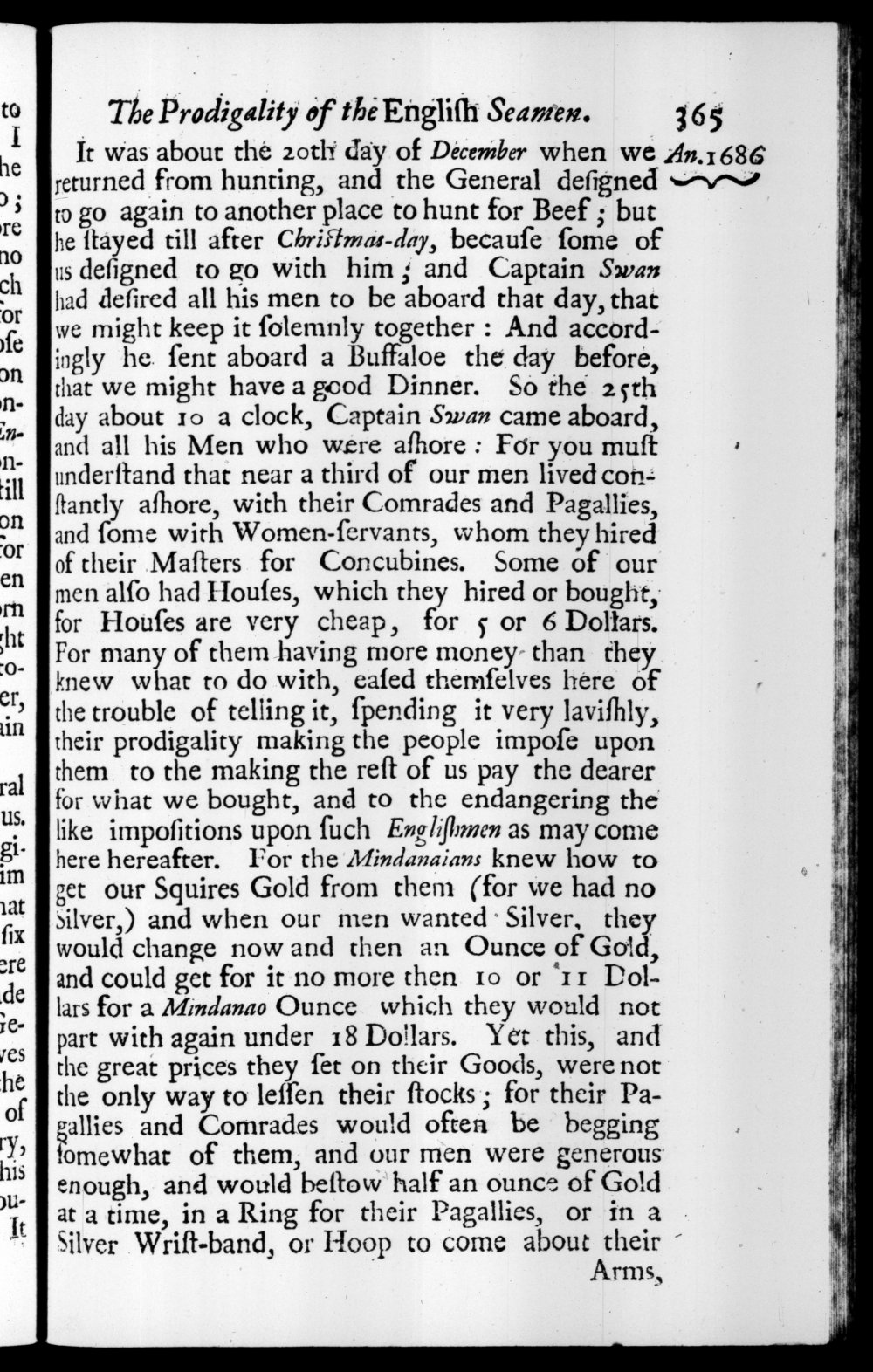 Page 365 screenshot of the book A New Voyage Round the World by William Dampier (1697 Edition).