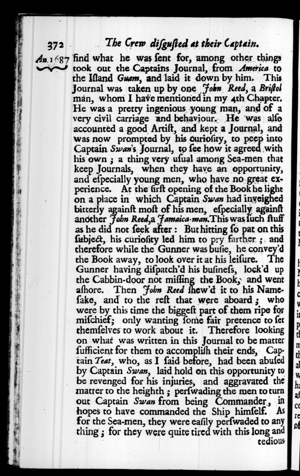 Page 372 screenshot of the book A New Voyage Round the World by William Dampier (1697 Edition).