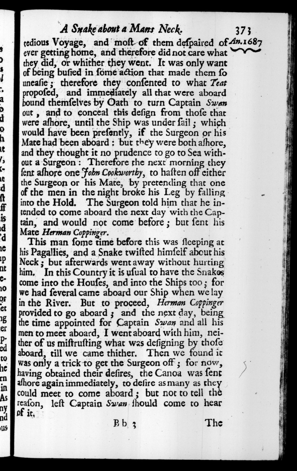Page 373 screenshot of the book A New Voyage Round the World by William Dampier (1697 Edition).