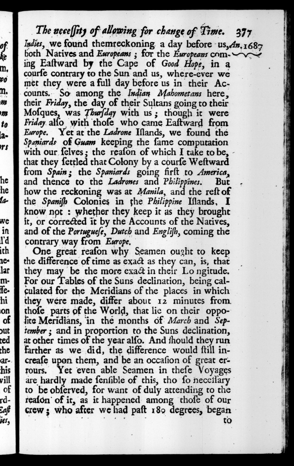 Page 377 screenshot of the book A New Voyage Round the World by William Dampier (1697 Edition).