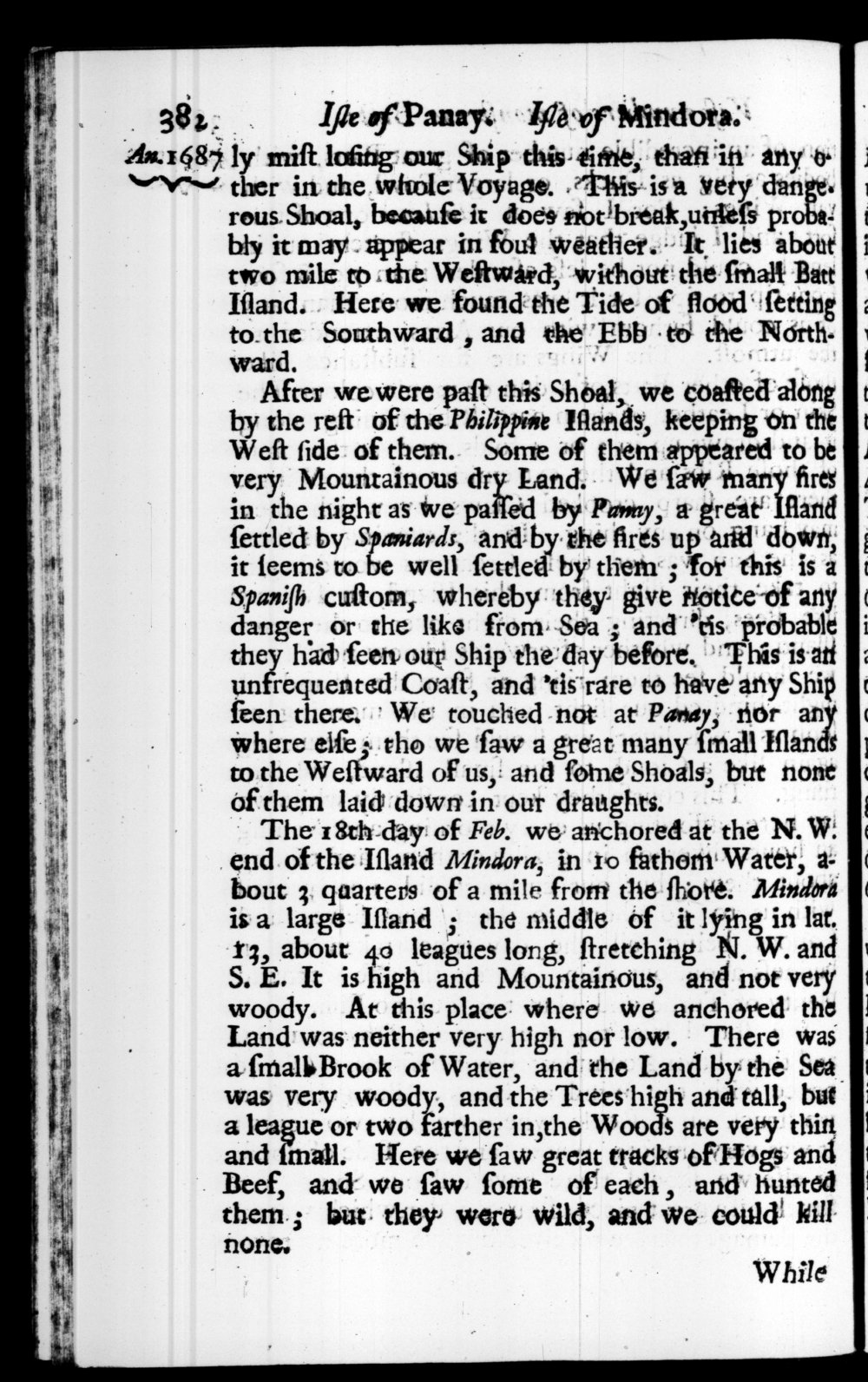 Page 382 screenshot of the book A New Voyage Round the World by William Dampier (1697 Edition).